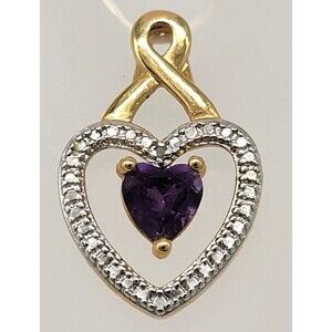 Heart Pendant PAJ BB China  Purple Stone Gold Tone Double Heart Design